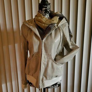 Armani Collezioni Leather Jacket, Cream Sz 12